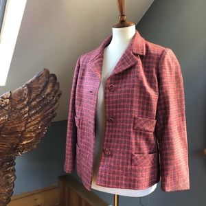 Vintage Cropped Pink Plaid Jacket